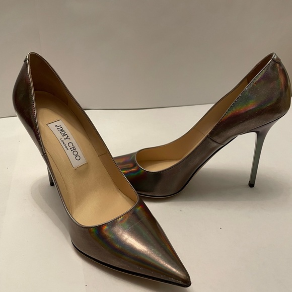 Jimmy Choo Pearl Gold Leather 4” Heel Pumps Size 38.5 NWOT - Picture 3 of 6